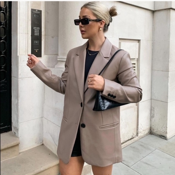 Zara Jackets & Blazers - ZARA FAUX LEATHER OVERSIZED BLAZER  Size S and M